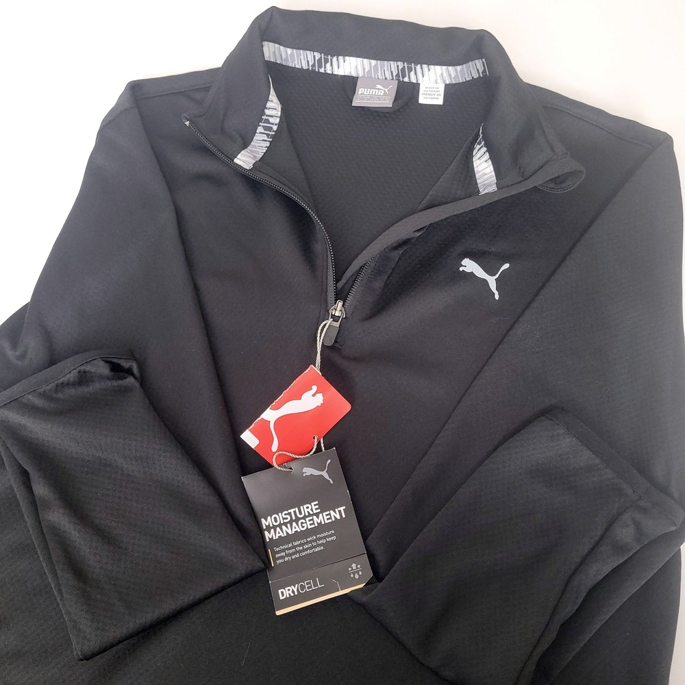 Puma Youth Large Black DryCell Quarter Zip Pullover Long Sleeve Athletic Top